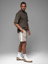 Ombre Clothing Herren-kurze Sweatshorts mit breiten Streifen - beige