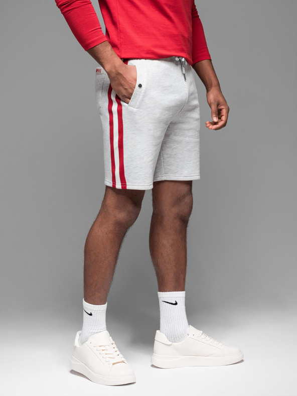 Ombre Clothing Herren-Sweatshorts mit Paspelierung und geripptem Bund - grau meliert