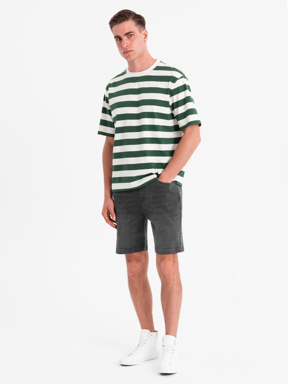Ombre Clothing Herren-Shorts mit elastischem Bund und Wascheffekt - grau