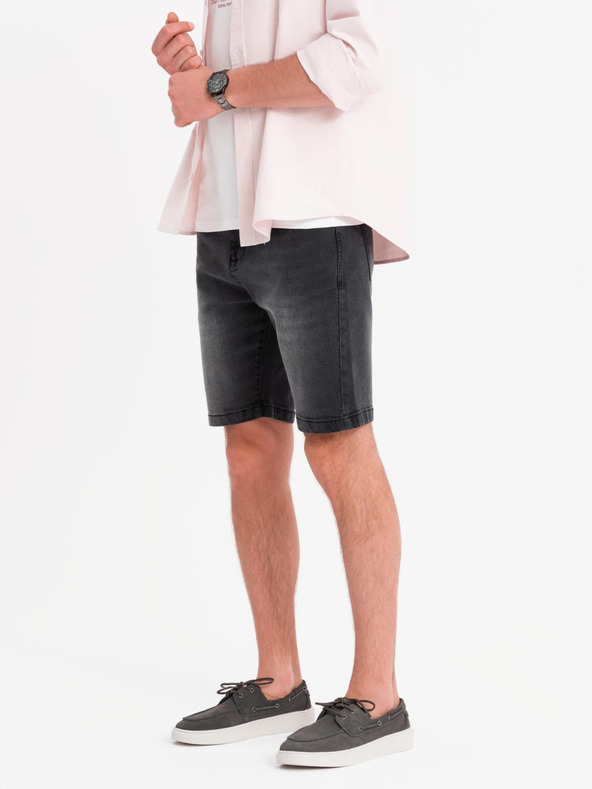 Ombre Clothing Herren-Jeansshorts in klassischer Passform - schwarz