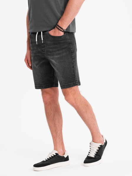Ombre Clothing Herren-Shorts mit elastischem Bund und Wascheffekt - schwarz