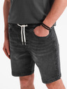 Ombre Clothing Herren-Shorts mit elastischem Bund und Wascheffekt - schwarz