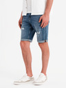 Ombre Clothing Herren-kurze Jeansshorts mit zerrissenen Hosenbeinen - blau