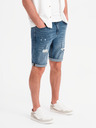 Ombre Clothing Herren-kurze Jeansshorts mit zerrissenen Hosenbeinen - blau