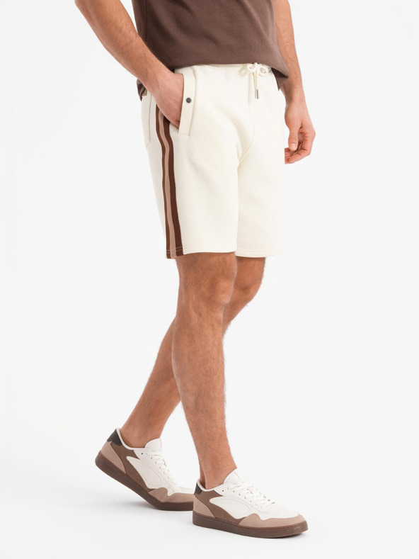 Ombre Clothing Herren-Sweatshorts mit Paspelierung und geripptem Bund - cremeweiß