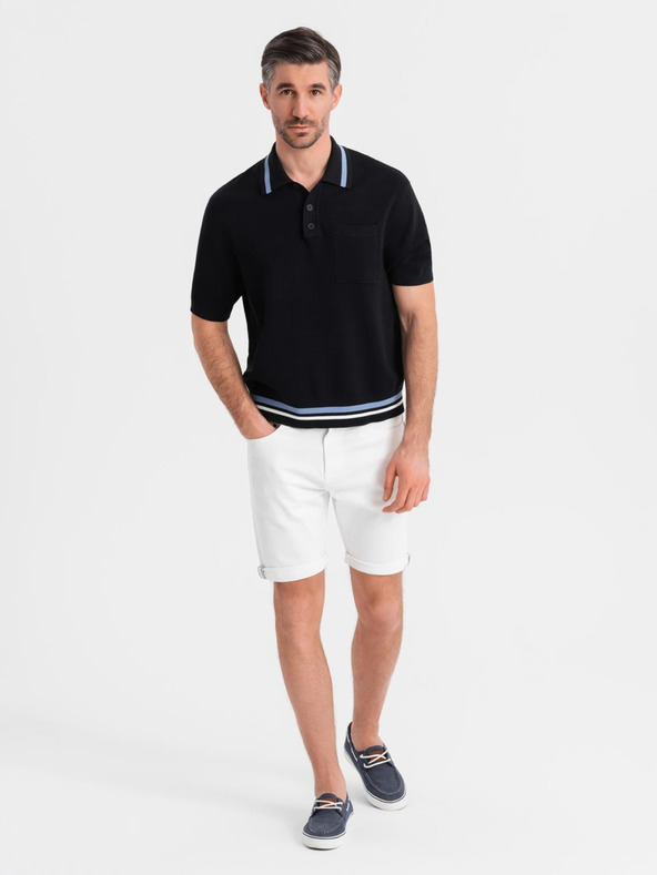 Ombre Clothing Herren-Jeansshorts mit umgeschlagenem Beinabschluss - weiß
