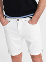 Ombre Clothing Herren-Jeansshorts mit umgeschlagenem Beinabschluss - weiß