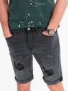 Ombre Clothing Herren-kurze Jeansshorts mit Rissen und umgeschlagenem Beinabschluss - grau