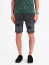 Ombre Clothing Herren-kurze Jeansshorts mit Rissen und umgeschlagenem Beinabschluss - grau