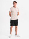 Ombre Clothing Herren-Baumwollshorts mit elastischem Bund - schwarz