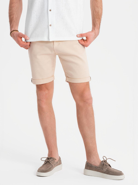 Ombre Clothing Herren-Jeansshorts mit umgeschlagenem Beinabschluss - cremeweiß