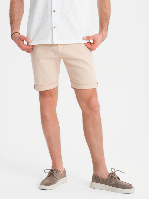 Ombre Clothing Herren-Jeansshorts mit umgeschlagenem Beinabschluss - cremeweiß