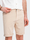 Ombre Clothing Herren-Jeansshorts mit umgeschlagenem Beinabschluss - cremeweiß