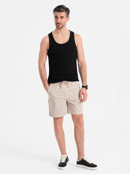 Ombre Clothing Herren-Shorts in lockerer Passform mit Cargotaschen - cremeweiß