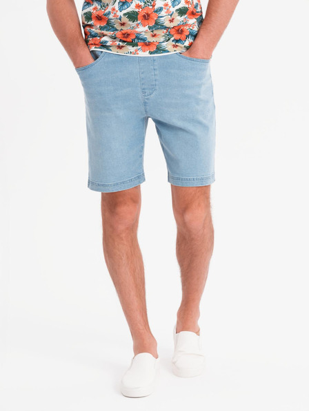 Ombre Clothing Herren-Shorts mit elastischem Bund und Used-Effekt - hellblau
