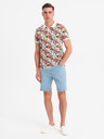 Ombre Clothing Herren-Shorts mit elastischem Bund und Used-Effekt - hellblau