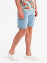 Ombre Clothing Herren-Shorts mit elastischem Bund und Used-Effekt - hellblau