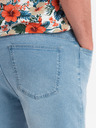 Ombre Clothing Herren-Shorts mit elastischem Bund und Used-Effekt - hellblau