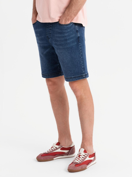 Ombre Clothing Herren-Shorts mit elastischem Bund und Used-Effekt - blau