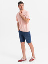 Ombre Clothing Herren-Shorts mit elastischem Bund und Used-Effekt - blau
