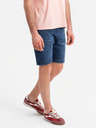 Ombre Clothing Herren-Shorts mit elastischem Bund und Used-Effekt - blau