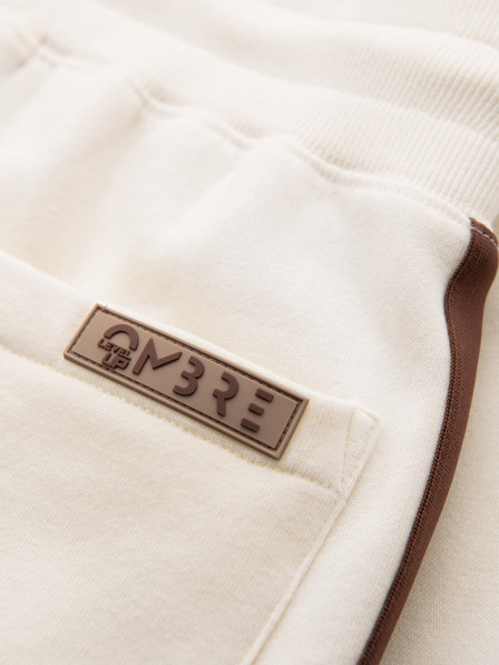 Ombre Clothing Herren-Jogginghose mit Saum und gerippten Beinabschlüssen - creme