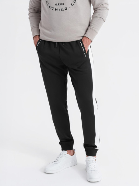 Ombre Clothing Herren-Jogginghose mit kontrastierendem Saum - schwarz