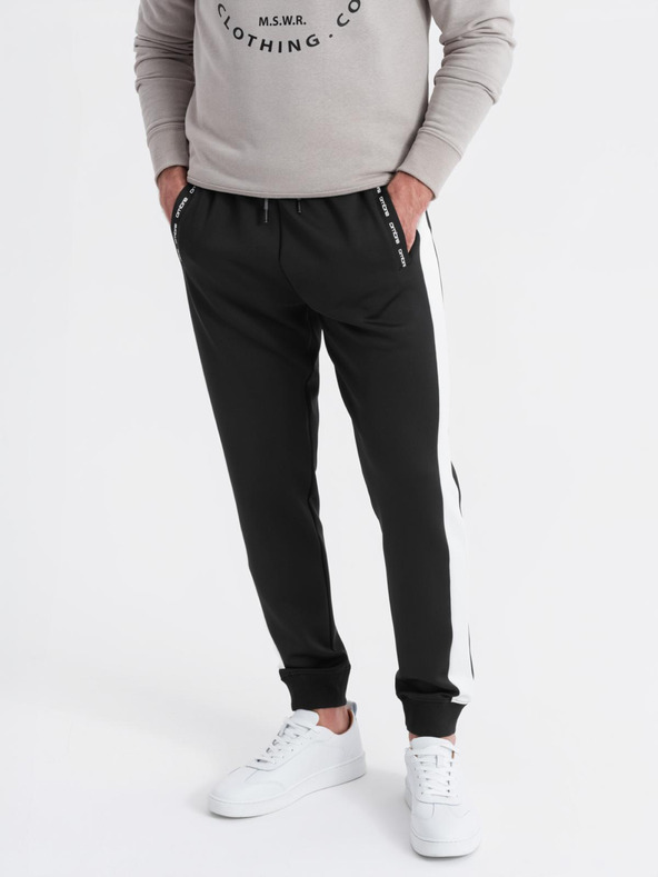 Ombre Clothing Herren-Jogginghose mit kontrastierendem Saum - schwarz