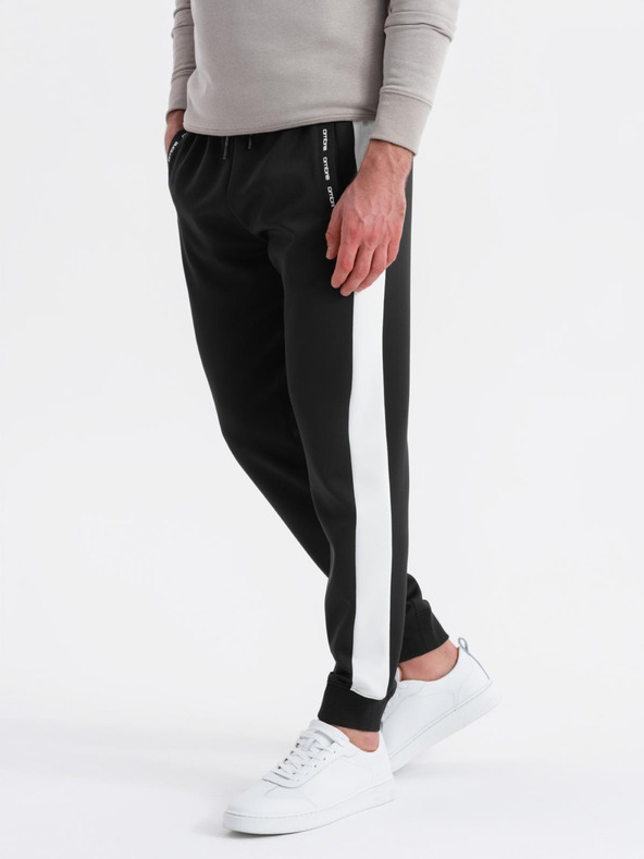 Ombre Clothing Herren-Jogginghose mit kontrastierendem Saum - schwarz