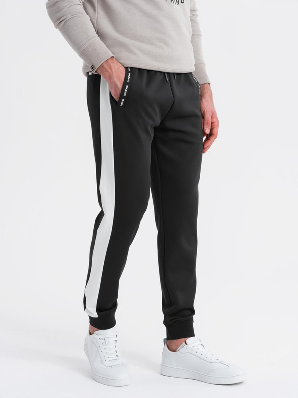 Ombre Clothing Herren-Jogginghose mit kontrastierendem Saum - schwarz