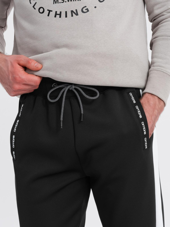 Ombre Clothing Herren-Jogginghose mit kontrastierendem Saum - schwarz