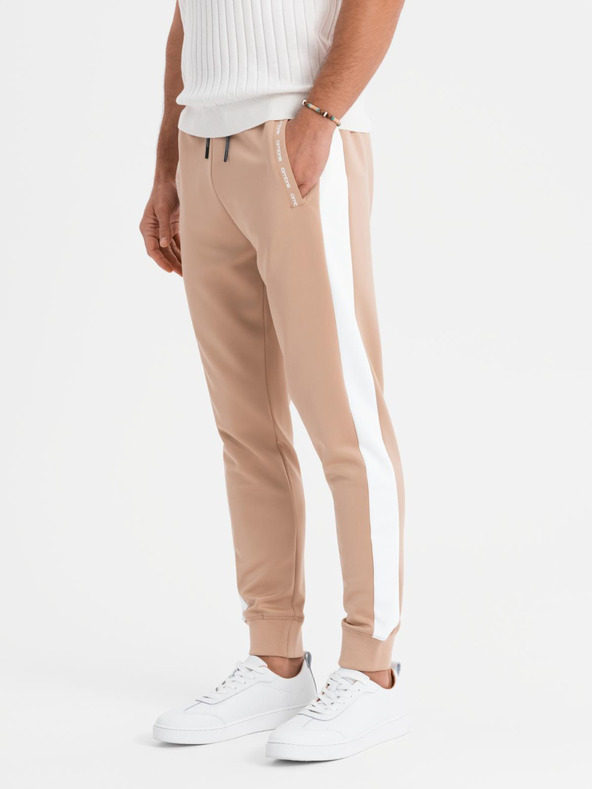 Ombre Clothing Herren-Joggers mit Kontraststreifen - beige