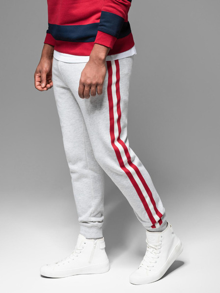 Ombre Clothing Herren-Jogginghose mit Saum und gerippten Beinabschlüssen - grau meliert