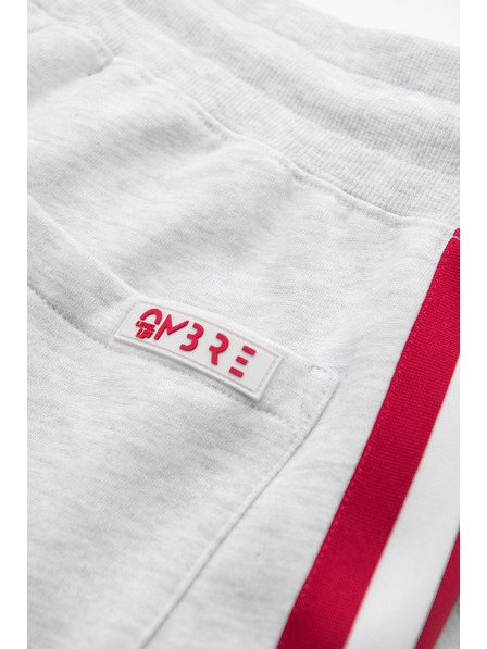 Ombre Clothing Herren-Jogginghose mit Saum und gerippten Beinabschlüssen - grau meliert