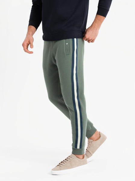 Ombre Clothing Herren-Jogginghose mit Saum und gerippten Beinabschlüssen - olivgrün