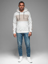 Ombre Clothing Herren-Kapuzenjacke aus Baumwolle mit Kontrastdetails - weiß