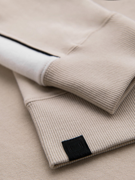 Ombre Clothing Herren-Kapuzenjacke aus Baumwolle mit Kontrastelемenten - beige