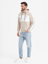Ombre Clothing Herren-Kapuzenjacke aus Baumwolle mit Kontrastelемenten - beige