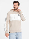 Ombre Clothing Herren-Kapuzenjacke aus Baumwolle mit Kontrastelемenten - beige