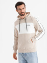 Ombre Clothing Herren-Kapuzenjacke aus Baumwolle mit Kontrastelемenten - beige