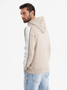 Ombre Clothing Herren-Kapuzenjacke aus Baumwolle mit Kontrastelемenten - beige