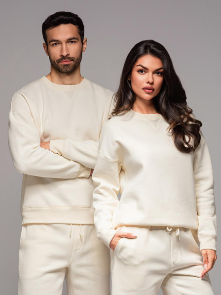 Ombre Clothing Klassischer Unisex-Pullover mit Rundhalsausschnitt - creme