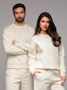 Ombre Clothing Klassischer Unisex-Pullover mit Rundhalsausschnitt - creme