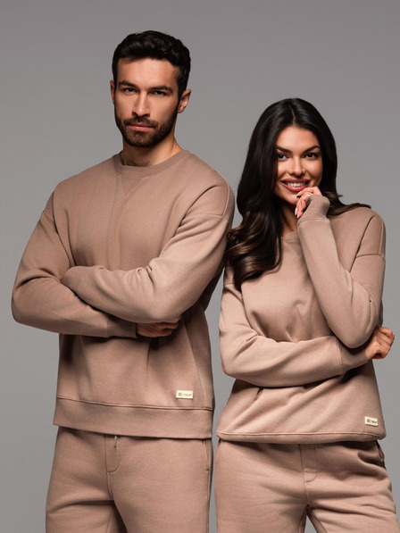Ombre Clothing Klassischer Unisex-Pullover mit Rundhalsausschnitt - braun