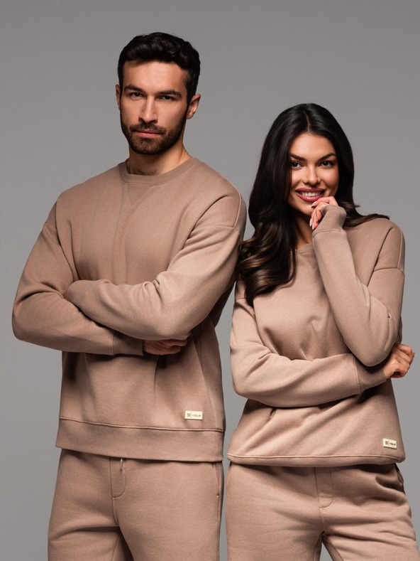 Ombre Clothing Klassischer Unisex-Pullover mit Rundhalsausschnitt - braun
