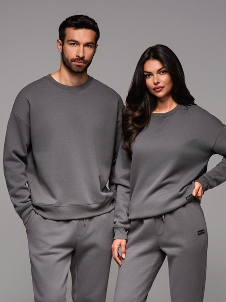 Ombre Clothing Unisex-Klassischer Pullover mit Rundhalsausschnitt - grau