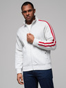 Ombre Clothing Herren-Sweatjacke mit hohem Kragen und Streifen - grau meliert