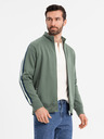 Ombre Clothing Herren-Sweatjacke mit hohem Kragen und Streifen - oliv