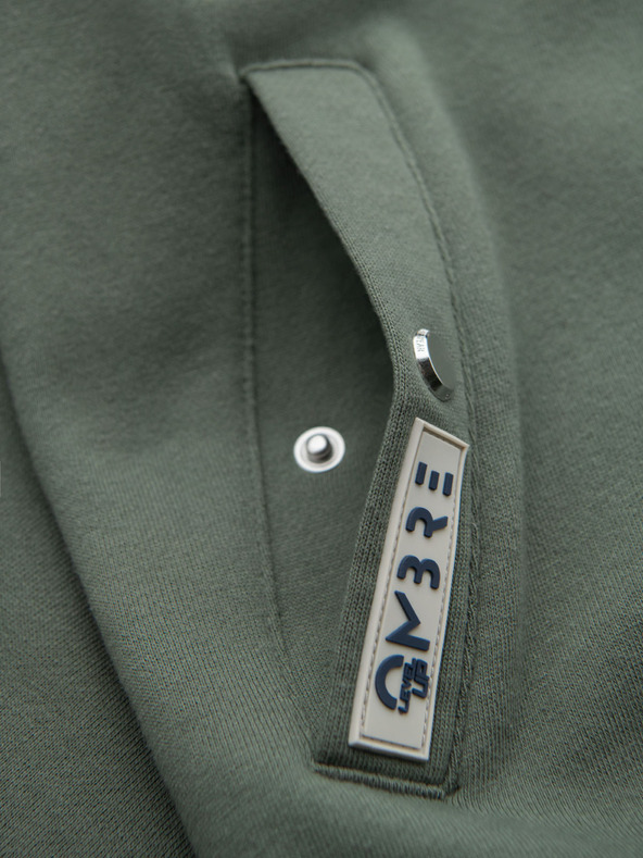 Ombre Clothing Herren-Sweatjacke mit hohem Kragen und Streifen - oliv