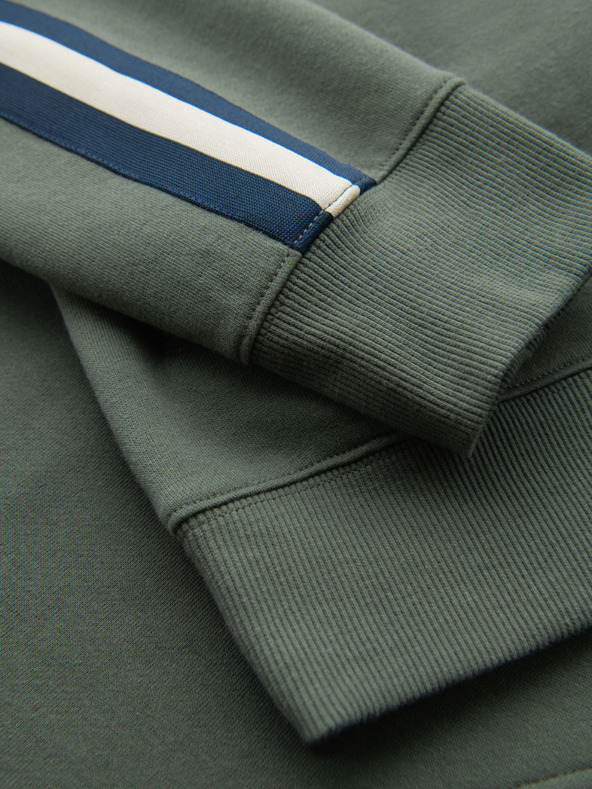 Ombre Clothing Herren-Sweatjacke mit hohem Kragen und Streifen - oliv